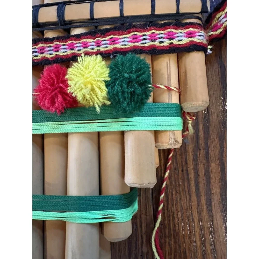 Vintage Kjarkas Bolivian Double Row Bamboo Pan‎ Pipes